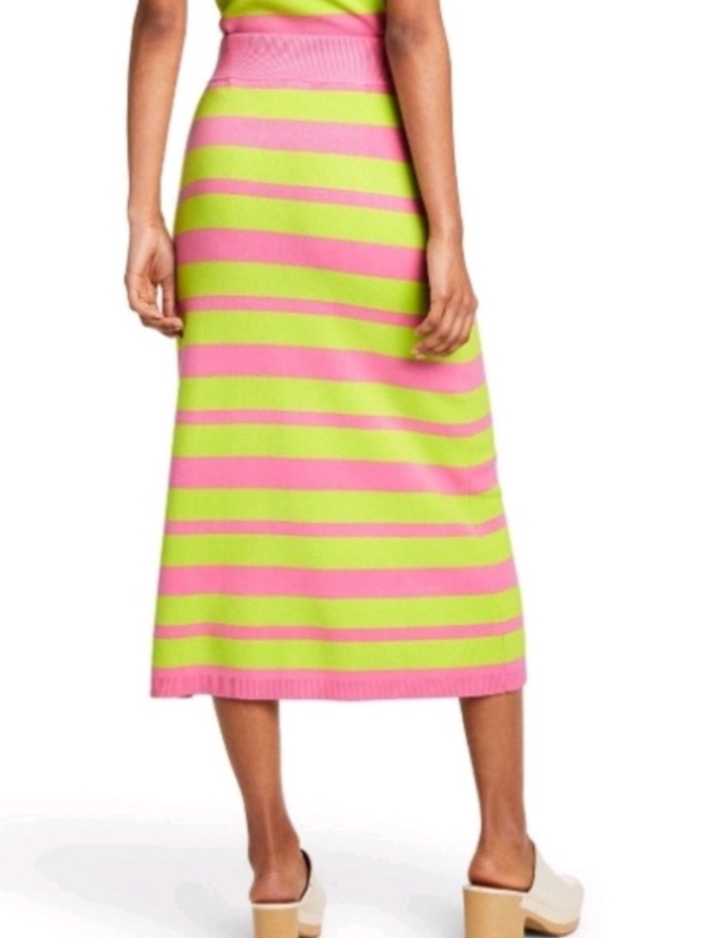 Victor Glemaud Neon Stripe Knit Maxi Skirt Pink Lime Green Size S